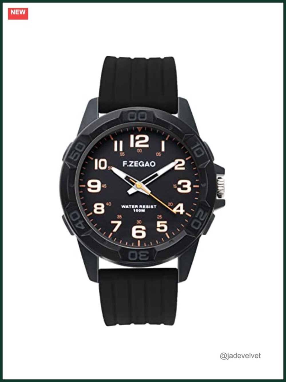 100M Waterproof Diver Analog Watch 45mm Easy Read Second Hand PU Band